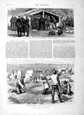 Old Antique Print 1877 Russian Dragoons Threshing Corn Poudin War Plevna 19th