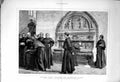 Original Old Antique Print 1877 Monks Refectory Door Dinner Time Royal Academy