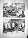 Original Old Antique Print 1877 Russian Siers Gorny Studen Battery Plevna Czar