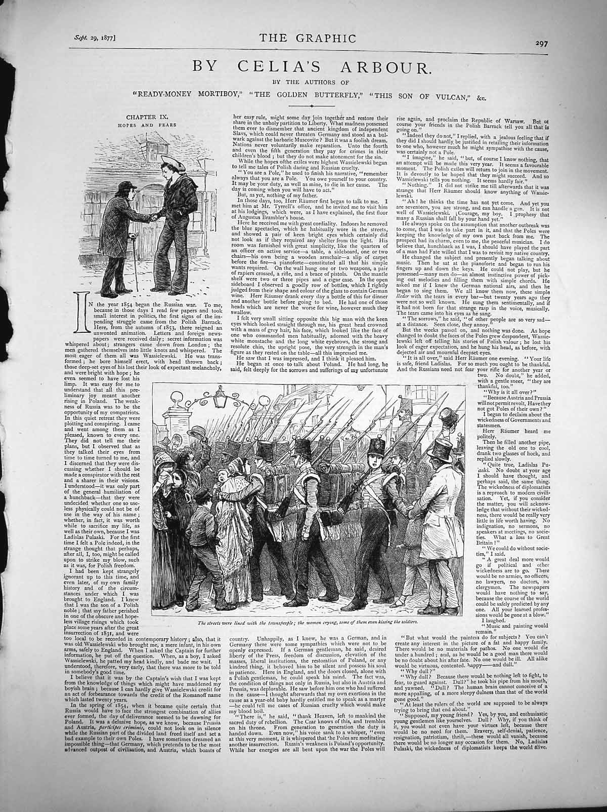 Original Old Antique Print 1877 Siers Marching Illustration Celia'S Arbour 19th