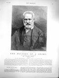 Original Old Antique Print 1877 Portrait Comte Victor Marie Hugo 19th