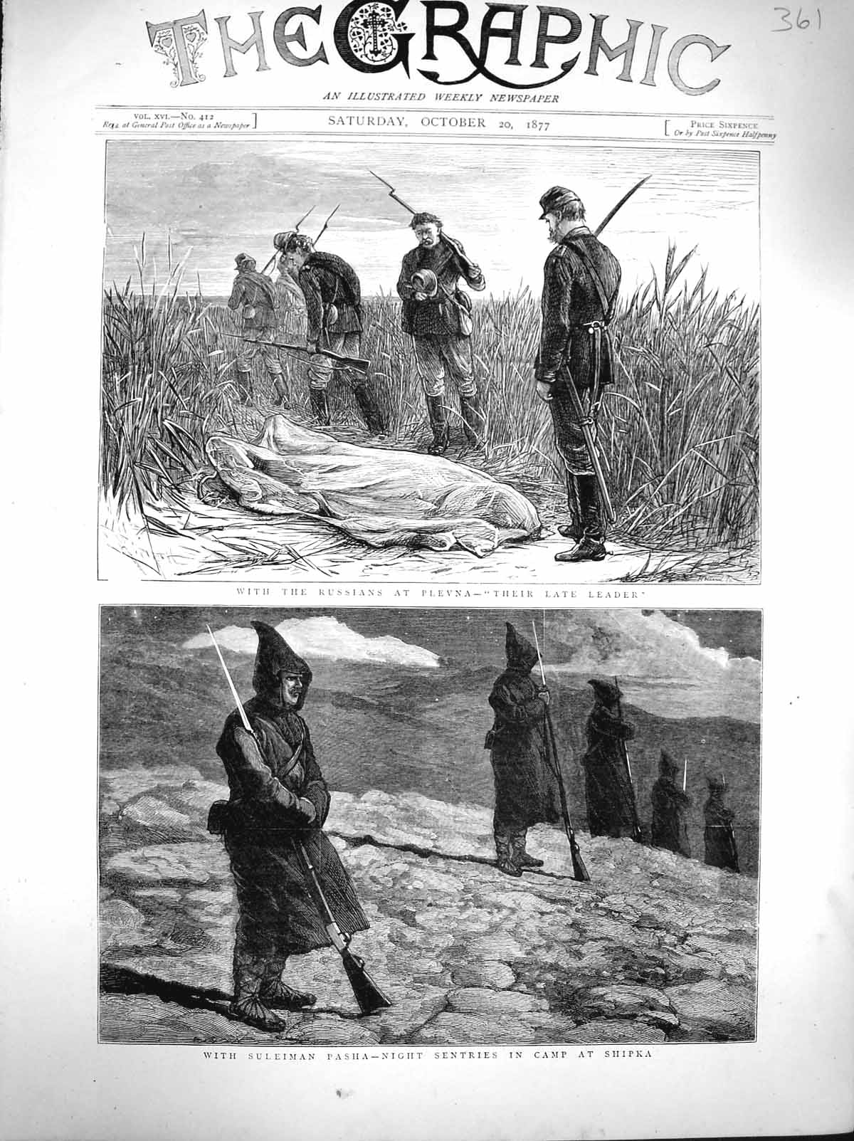 Original Old Antique Print 1877 Russian Siers Plevna Suleiman Pasha Shipka War