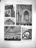 Old Antique Print 1877 Church Congress Croydon Hall Architecture Palace 19th
