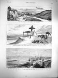 Original Old Antique Print 1877 Kaffir War London Buffalo River Danube Kara Lom