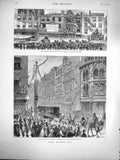 Original Old Antique Print 1877 Lord Mayor London Paul Pindar Cleopatra Needle