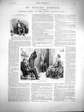 Original Old Antique Print 1877 Illustration Story Herr Raumer Hearthrug Men