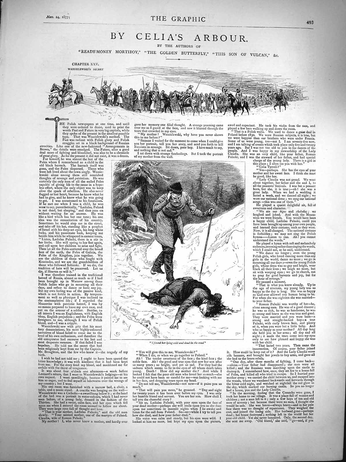 Old Antique Print 1877 Illustrations Story Celia'S Arbour Lady Dead Road 19th