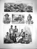 Old Antique Print 1877 Kaffir War Transkei Sandili Gaikas Kei Fingoeland 19th