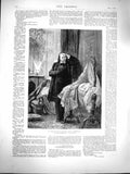 Old Antique Print 1877 Scene Victor Hugo Rue Caumartin Baby Crib Sleeping 19th