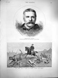 Old Antique Print 1877 Archibald Forbes British Officers Besika Hunting 19th