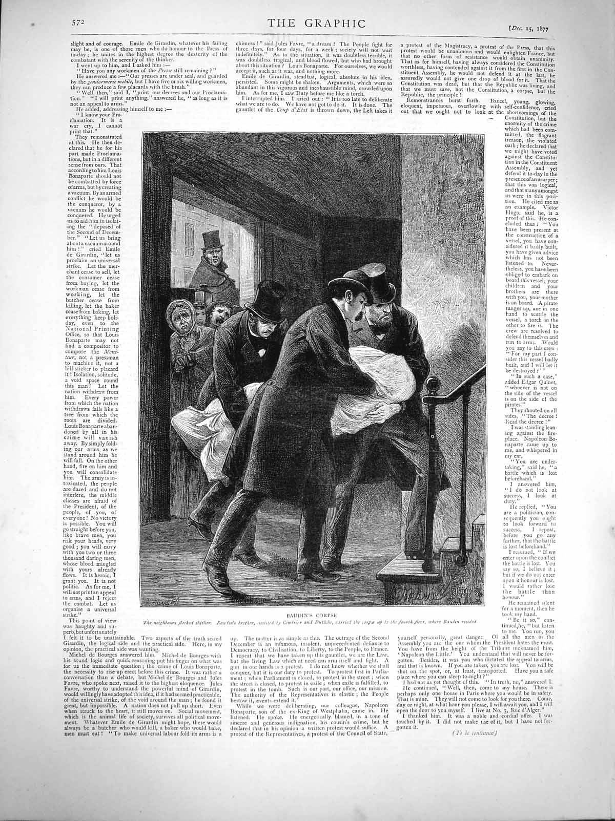 Original Old Antique Print 1877 Baudin Body Gindrier Duteche House Scene 19th