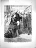 Original Old Antique Print 1877 Majesty Queen Hughenden Railway Station Wycombe