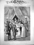 Original Old Antique Print 1877 Pope Vatican Dr. Ceccarelli Sick Chamber Pius