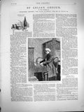 Original Old Antique Print 1877 German Man Piano Music Smoking Pipe Victorian