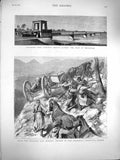 Original Old Antique Print 1877 Iron Railway Nile Mansurah Russian Gourko Siers