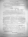 Old Antique Print 1877 Advertisement Johnston'S Scotch Oatmeal Corn Flour 19th