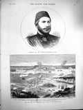 Old Antique Print 1877 Mehemet Ali Turkish Commander-In-Chief Kara Hassan 19th