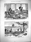 Original Old Antique Print 1877 Russian People Plevna War Family Battle 19th
