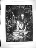 Original Old Antique Print 1877 Fine Art Psyche Erso Man Woman Window Romance
