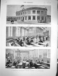 Old Antique Print 1878 British Workmen Coffee Tavern Liverpool Building 19th