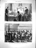 Old Antique Print 1878 Victor Emmanuel King Italy Death Quirinal Piazza 19th