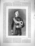 Original Old Antique Print 1878 Portrait Alphonso King Spain Man Uniform 19th