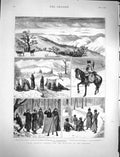 Original Old Antique Print 1878 General Gourko Russian Siers Balkans Sofia War