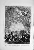 Original Old Antique Print 1878 Stanley Anglo-American Africa Springs Mtagata