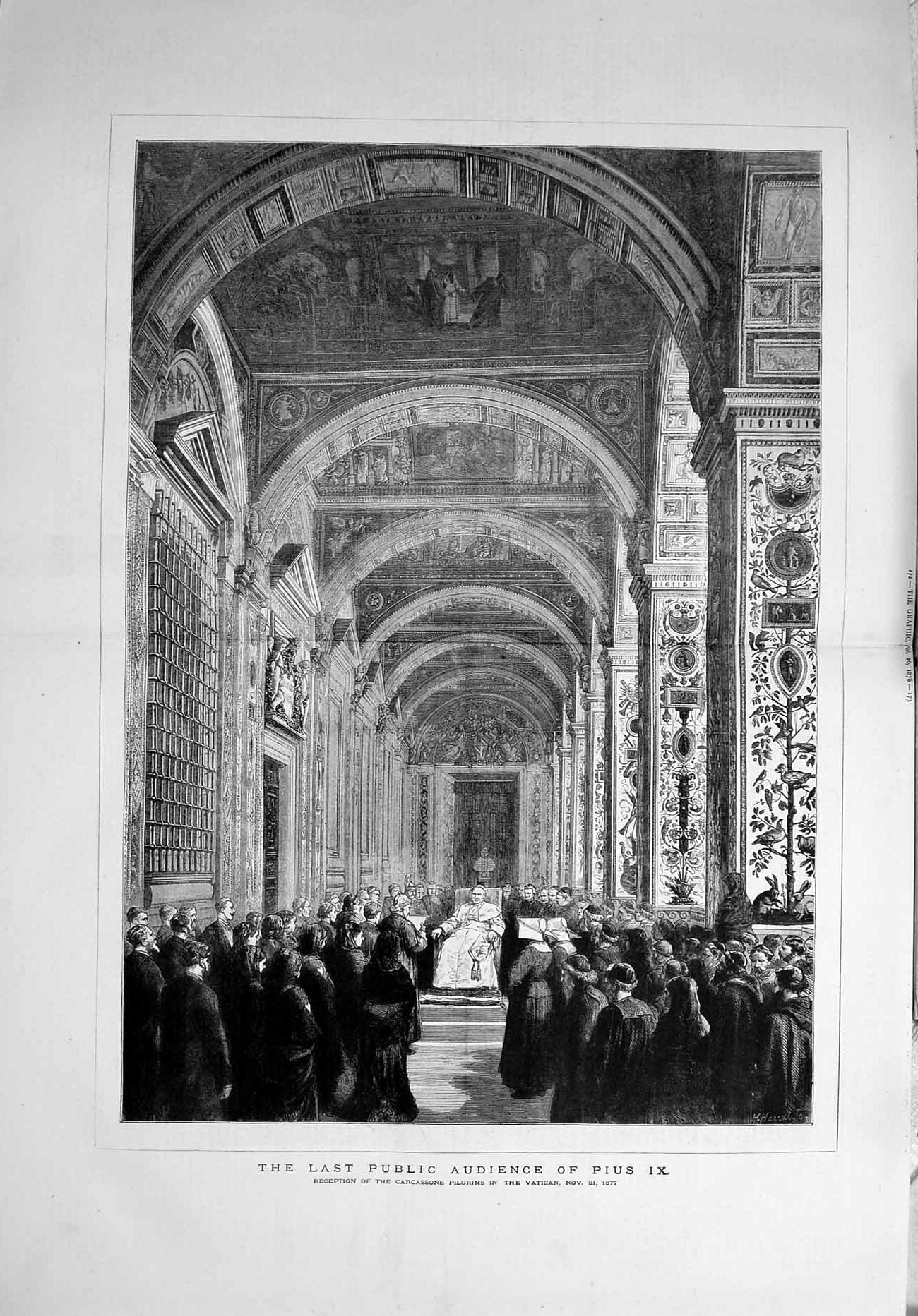 Old Antique Print 1878 Reception Carcassone Pilgrims Vatican Pope Pius 19th
