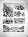 Original Old Antique Print 1878 War Jowakis India Khuttuck Paiah Tortong Pass