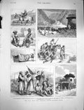 Original Old Antique Print 1878 War Jowakis India Pathan Sepoys Jummoo Khuttuck