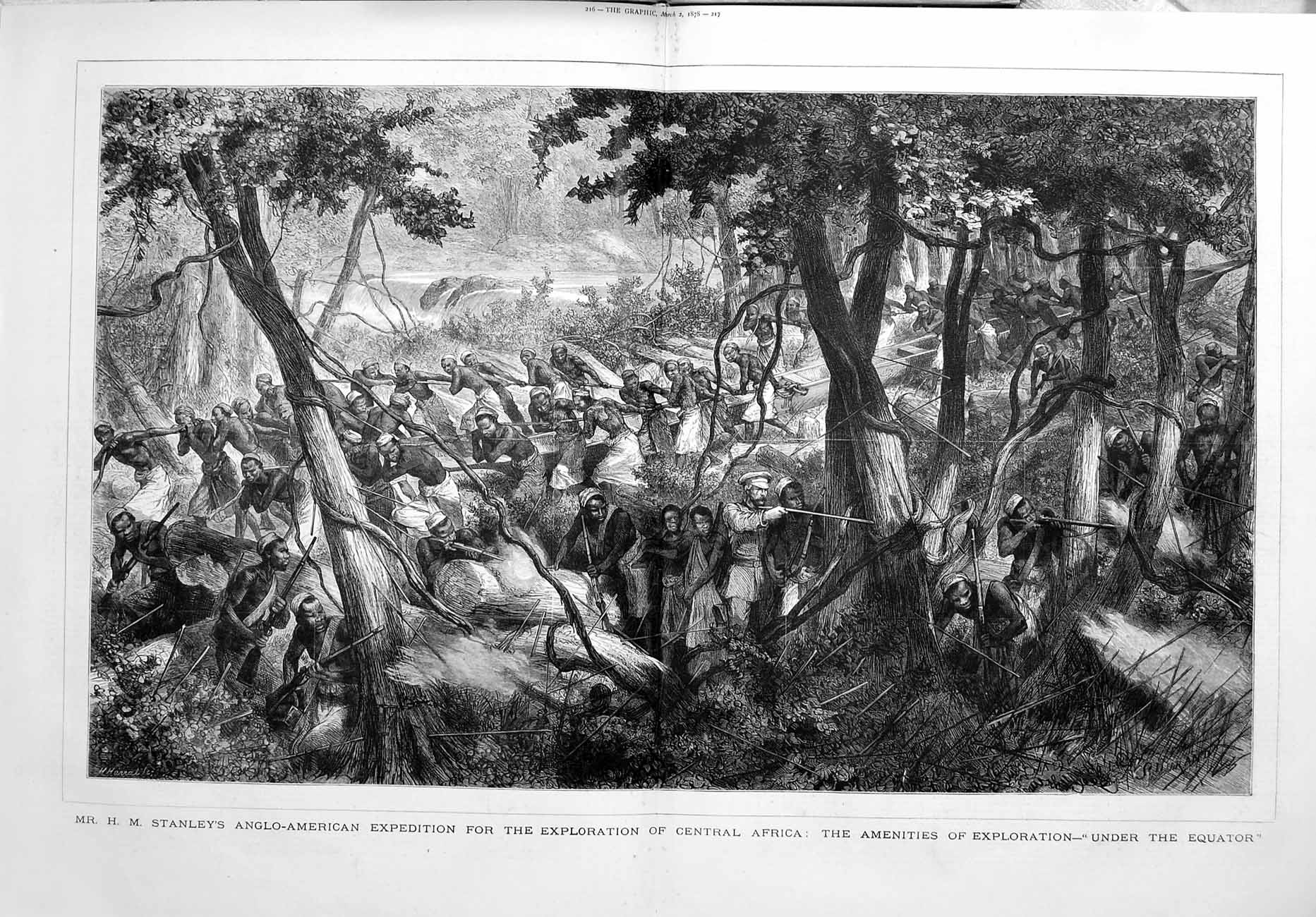 Antique Old Print 1878 Stanley Africa Anglo-American Expedition Amenities 19th