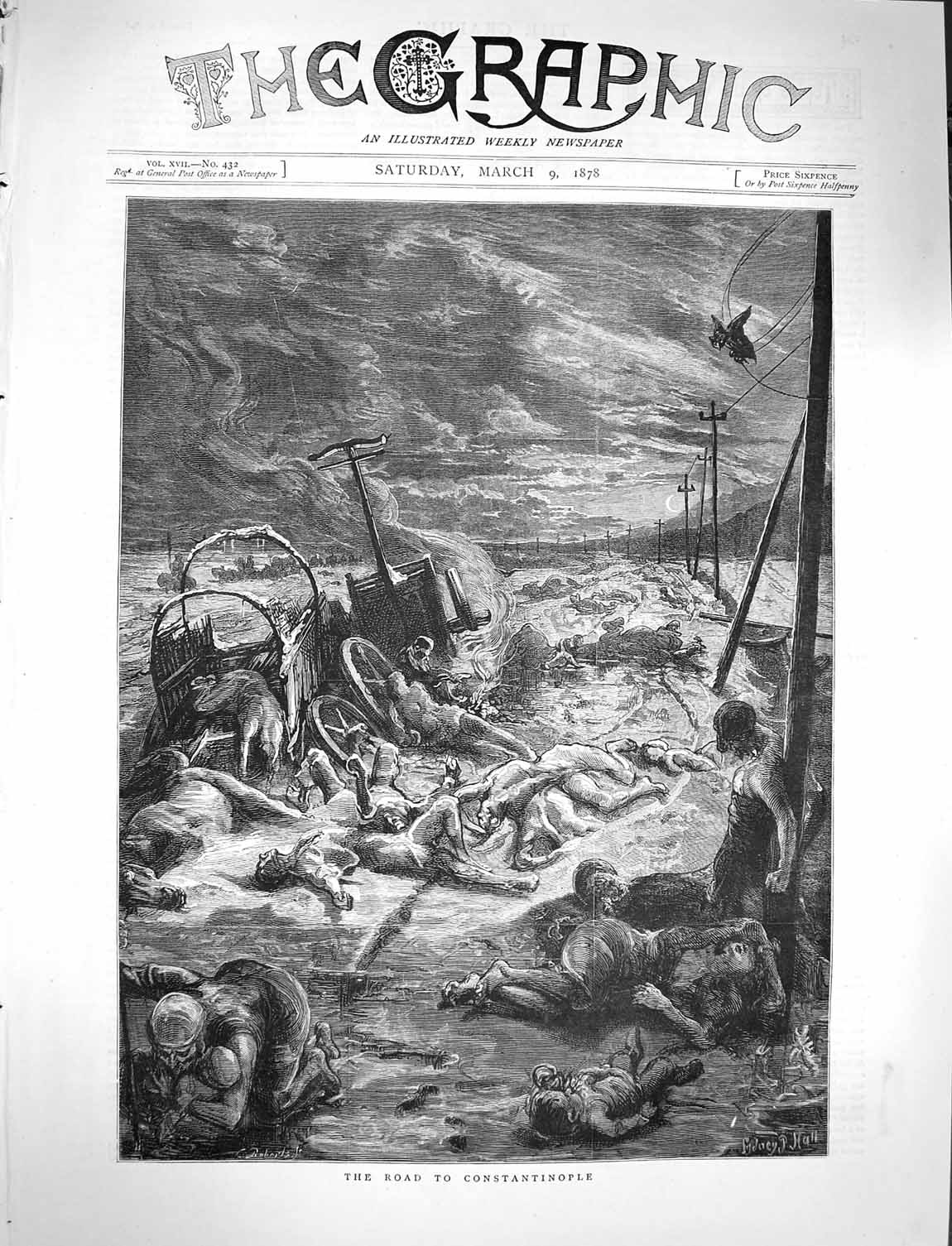 Original Old Antique Print 1878 Scene Road Constatinople Dead People Fine Art