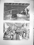 Original Old Antique Print 1878 Sailors Malta Russian Siers Adrianople Bazaar