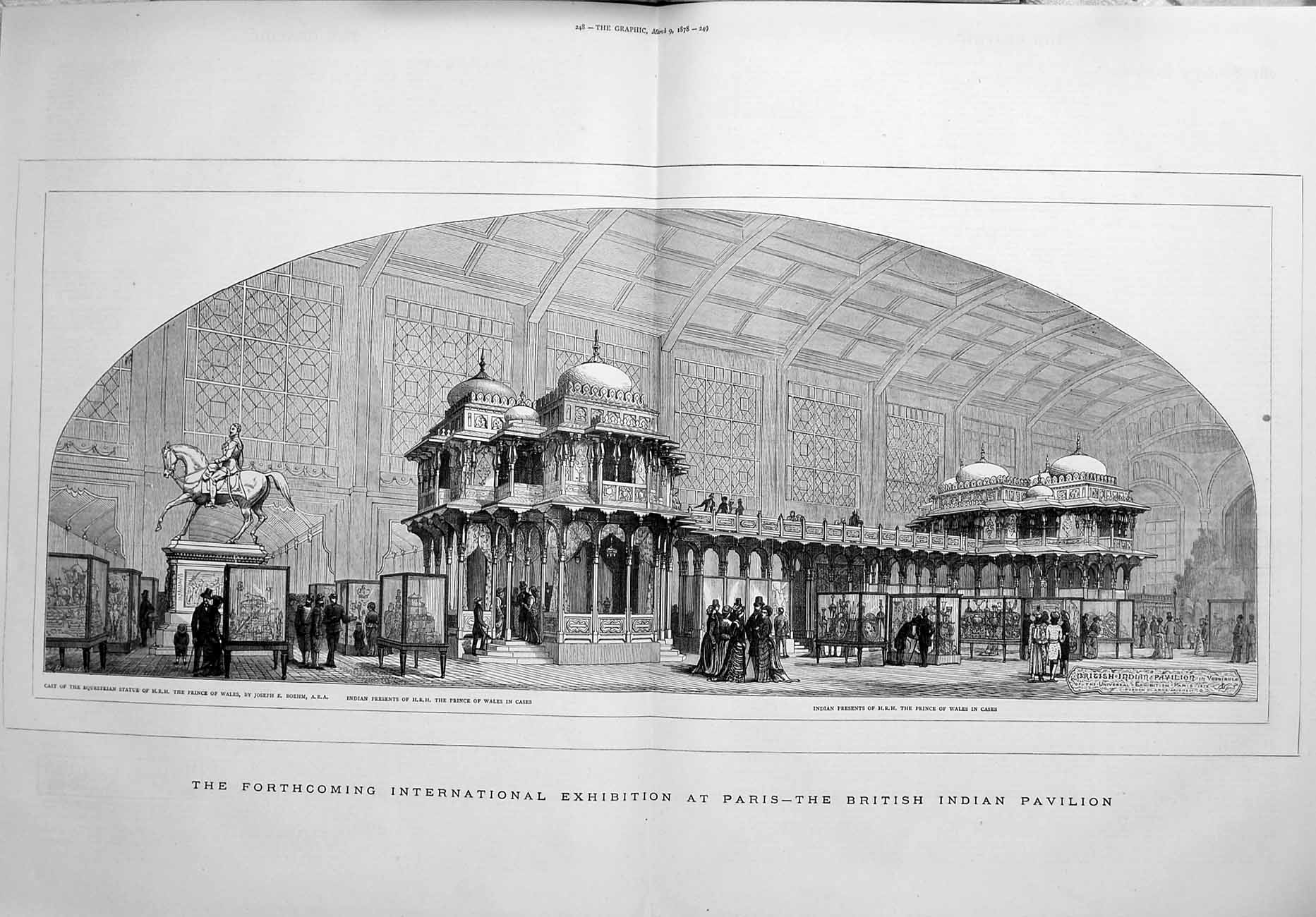 Original Old Antique Print 1878 International Exhibition Paris Indian Pavilion