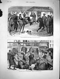 Original Old Antique Print 1878 Russian Siers San Stefano British Ships Galata