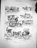 Old Antique Print 1878 Stree Travelling Bombay Buggy Reckla Shigram Horse 19th