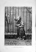 Old Antique Print 1878 Lawson Art Royal Academy Little Children Railings 19th