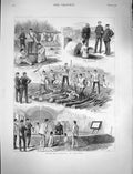 Original Old Antique Print 1878 Field Engineering Chatham Siers Kitchen War