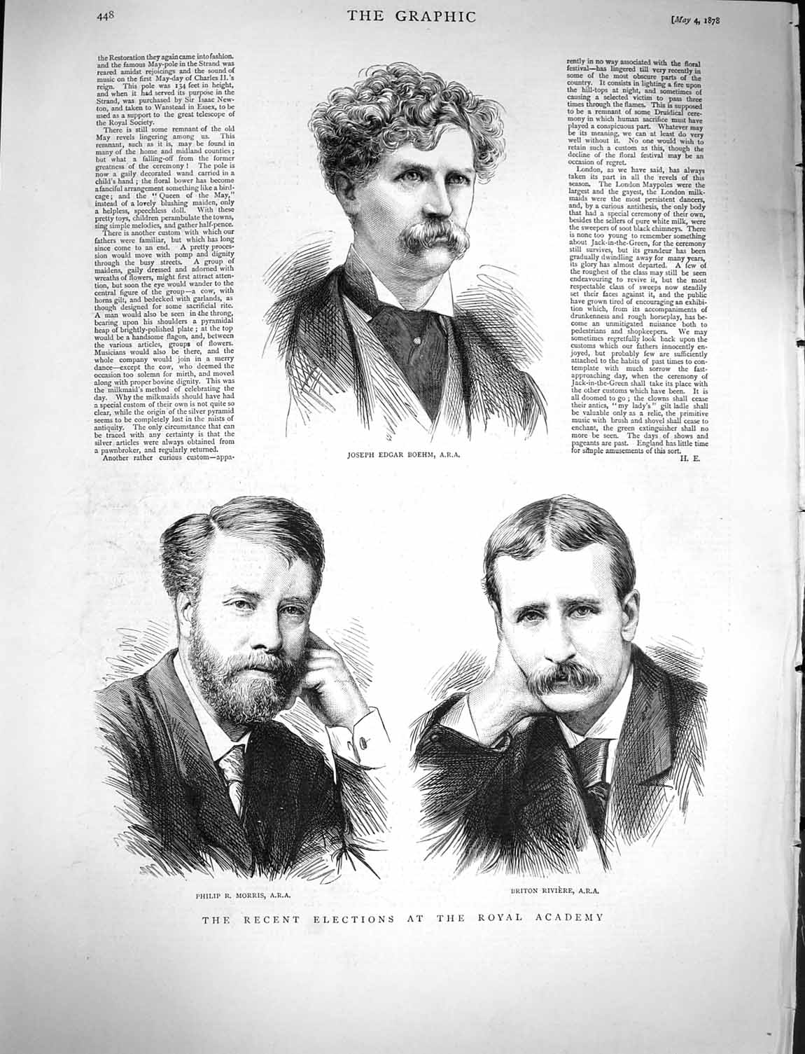 Original Old Antique Print 1878 Joseph Edgar Boehm Morris Riviere Royal Academy
