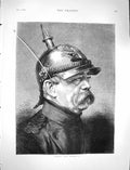 Original Old Antique Print 1878 Portrait Prince Von Bismarck Man 19th
