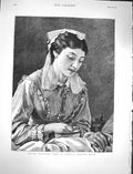 Original Old Antique Print 1878 British Charity Turkey Hospital Nurse Lady 19th