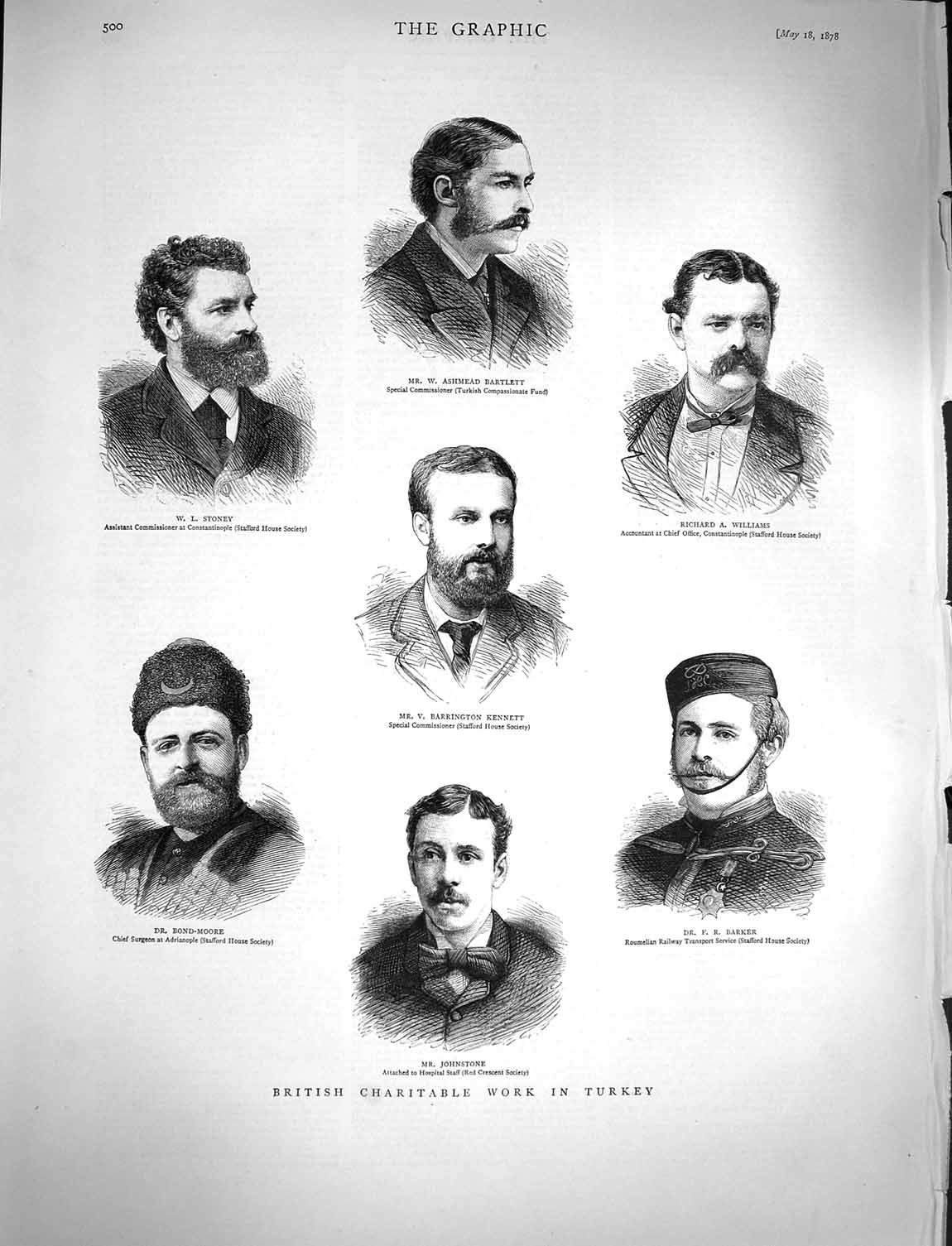 Old Antique Print 1878 British Charity Turkey Bartlett Kennett Johnstone 19th