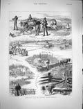 Old Antique Print 1878 Emigrant Life British North America Horses Waggons 19th