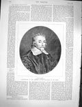 Original Old Antique Print 1878 William Harvey Discovery Circulation Blood 19th