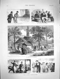 Original Old Antique Print 1878 Paris Exhibition Japanese Farm Trocadero France