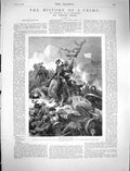 Original Old Antique Print 1878 Scene Battle Sedan Dying Heromis White Flag War