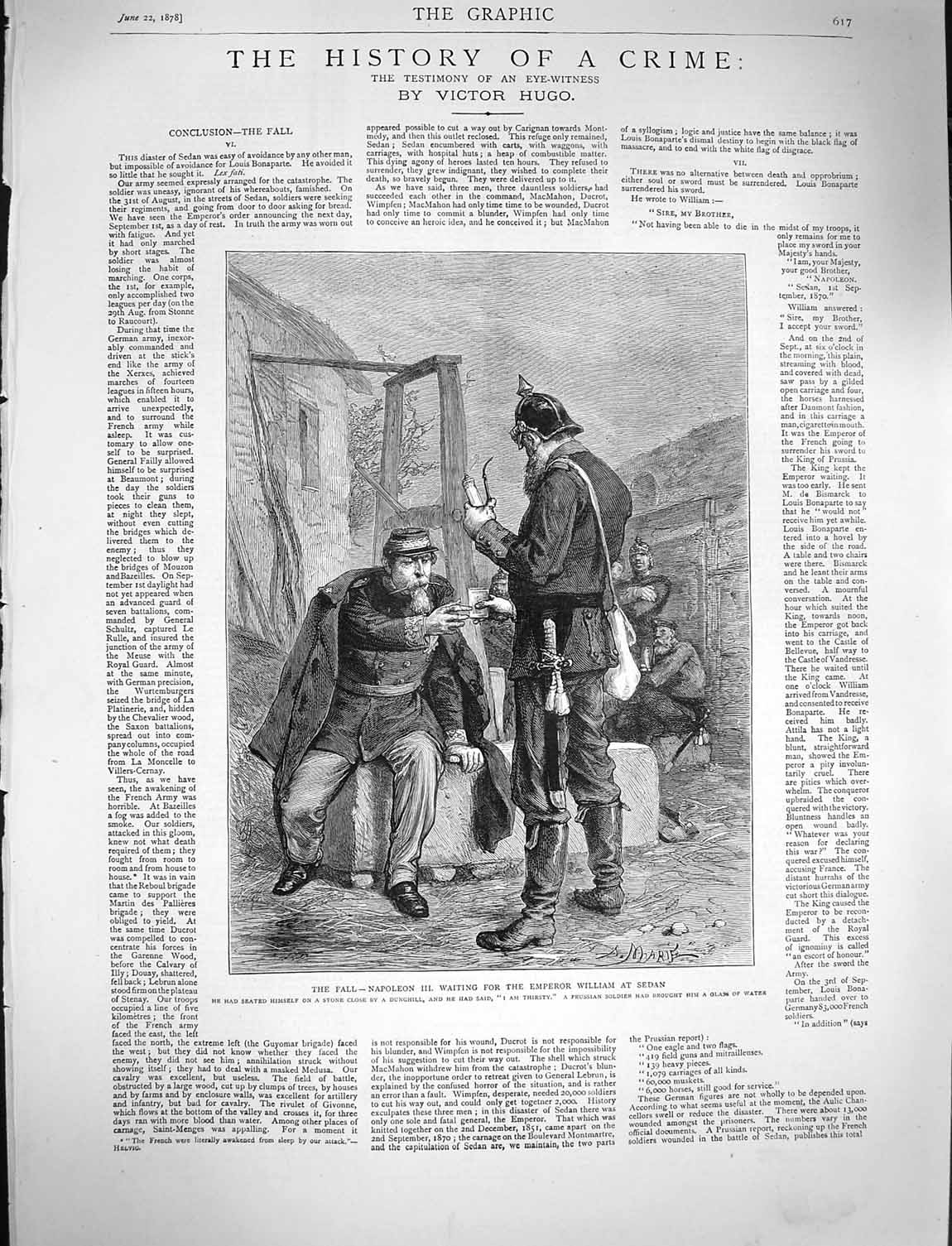 Original Old Antique Print 1878 Napoleon Dunghill Prussian Sier Sedan War Man