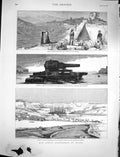 Original Old Antique Print 1878 Malta Valetta Quarantine Harbour War Artillery