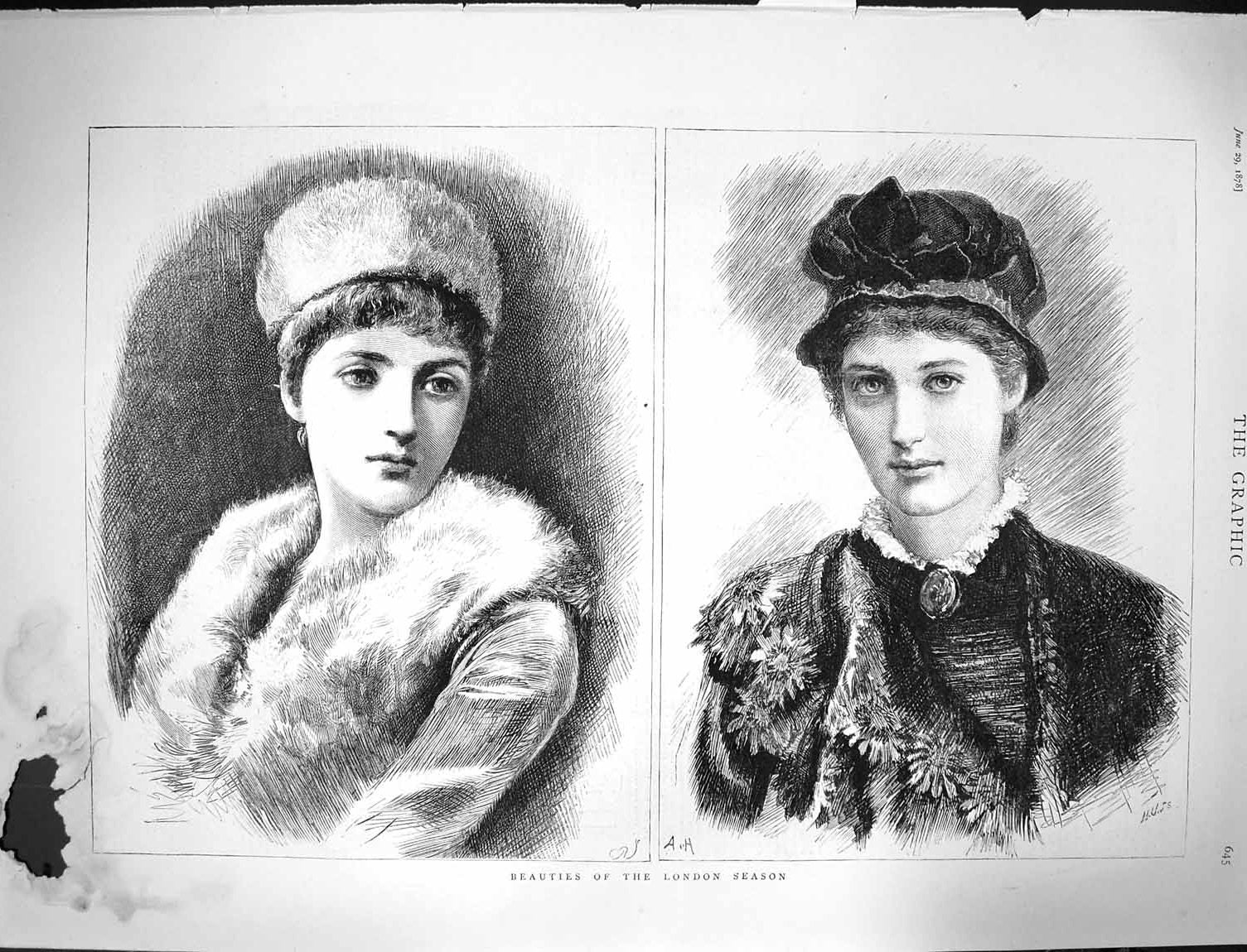 Original Old Antique Print 1878 Beautiful Girls Ladies Women London Season 19th